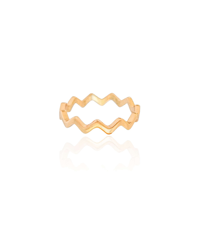 Anel Ondas Tamanho 22 Banhado a Ouro 18K