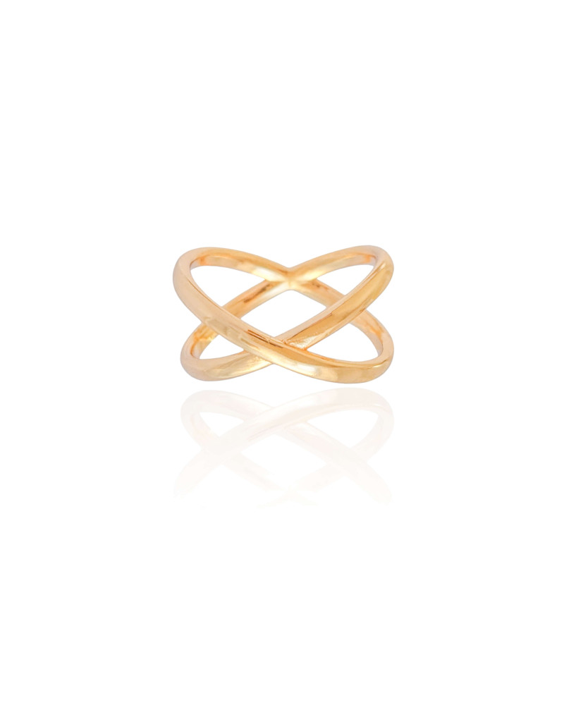 Anel em X Liso Tamanho 15 Banhado a Ouro 18K