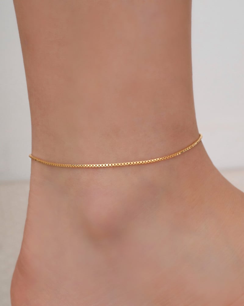 Tornozeleira Veneziana 1 mm Banhado a Ouro 18K