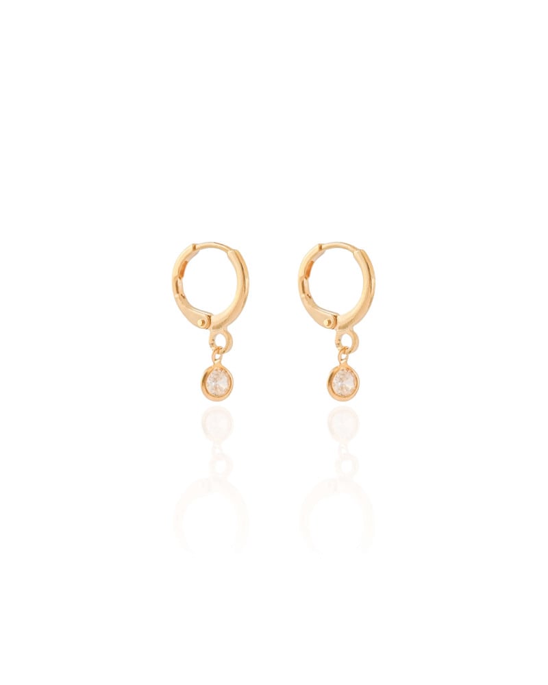 Brinco Argola Click Ponto de Luz Cristal 2.1 cm Banhado a Ouro 18K