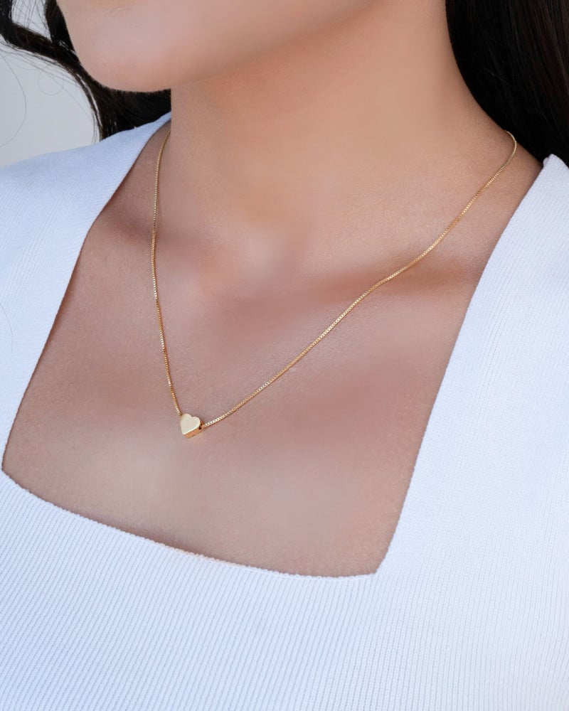 Gargantilha Veneziana Coração Liso Banhado a Ouro 18K