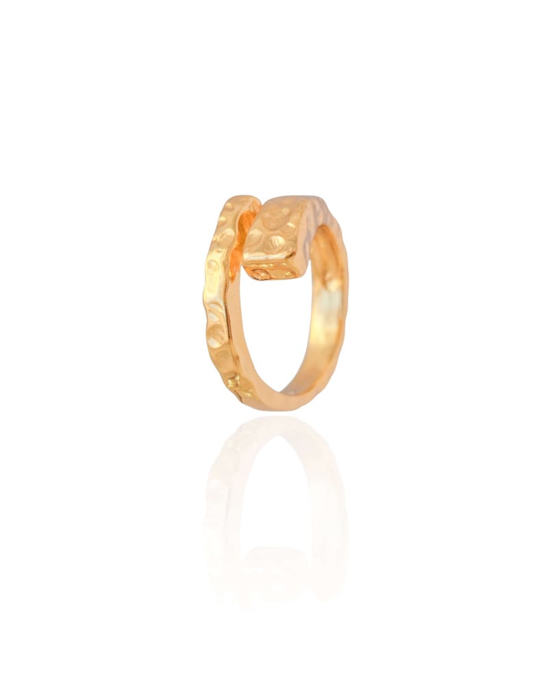 Anel Ajustável Orgânico Tamanho P Banhado a Ouro 18K