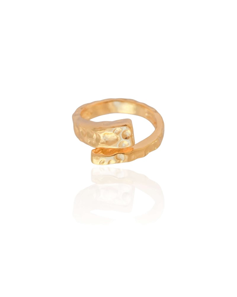 Anel Ajustável Orgânico Tamanho P Banhado a Ouro 18K