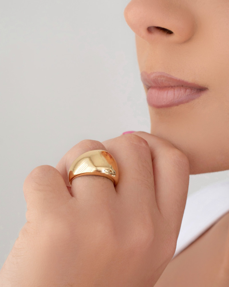 Anel Abaulado Liso Tamanho 15 Banhado a Ouro 18K