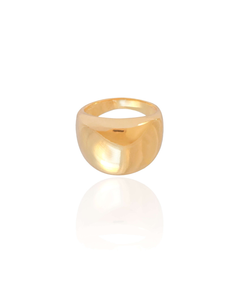 Anel Abaulado Liso Tamanho 15 Banhado a Ouro 18K