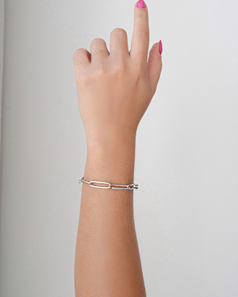 Pulseira Elos Ovais Ródio Branco