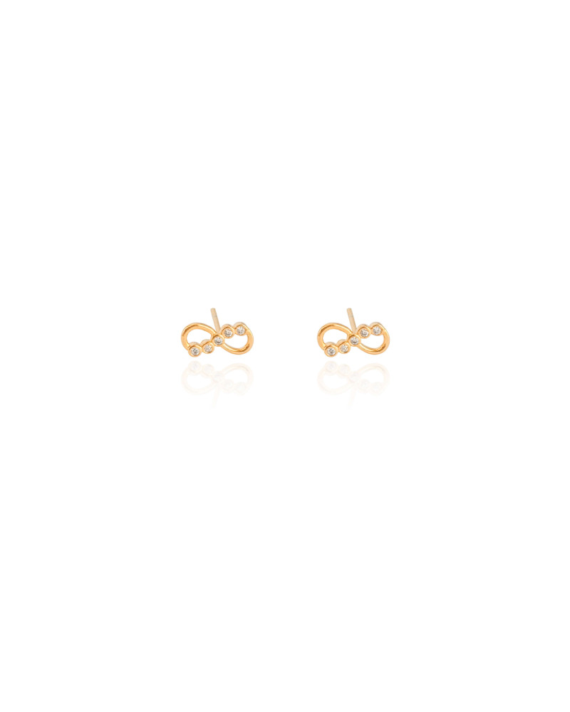 Brinco Infinito Cravejado Cristal Banhado a Ouro 18K