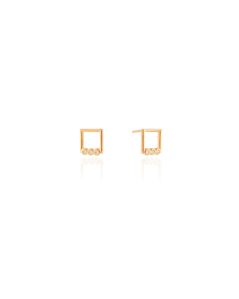 Brinco Quadrado Cravejado Cristal Banhado a Ouro 18K
