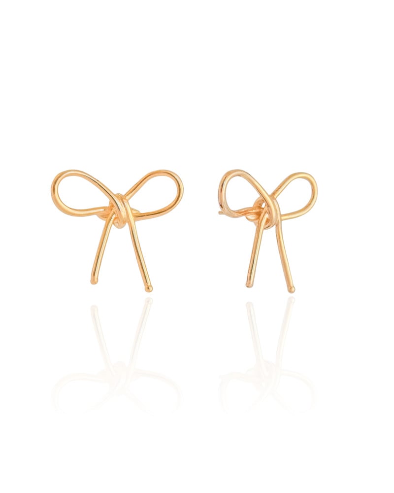 Brinco Laço Liso Banhado a Ouro 18K