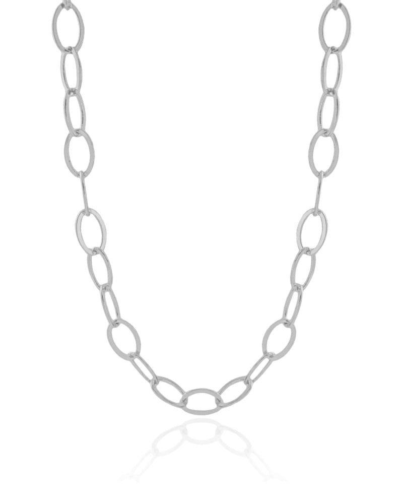 Choker Elos Ovais 7 mm Ródio Branco
