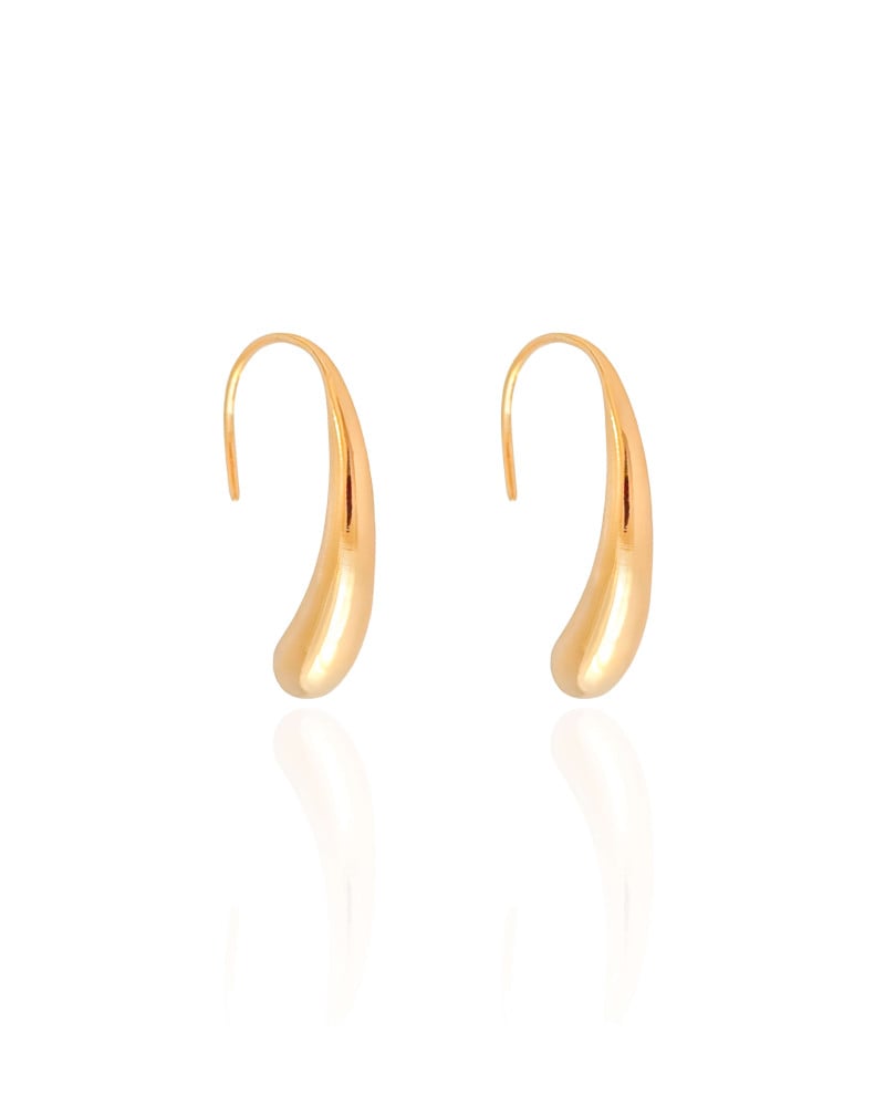Brinco Passante Gota Lisa Banhado a Ouro 18K