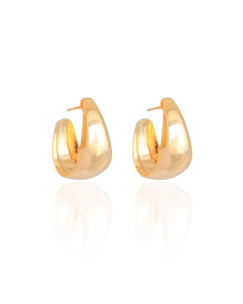 Brinco Argola Gota Lisa 2.5 cm Banhado a Ouro 18K