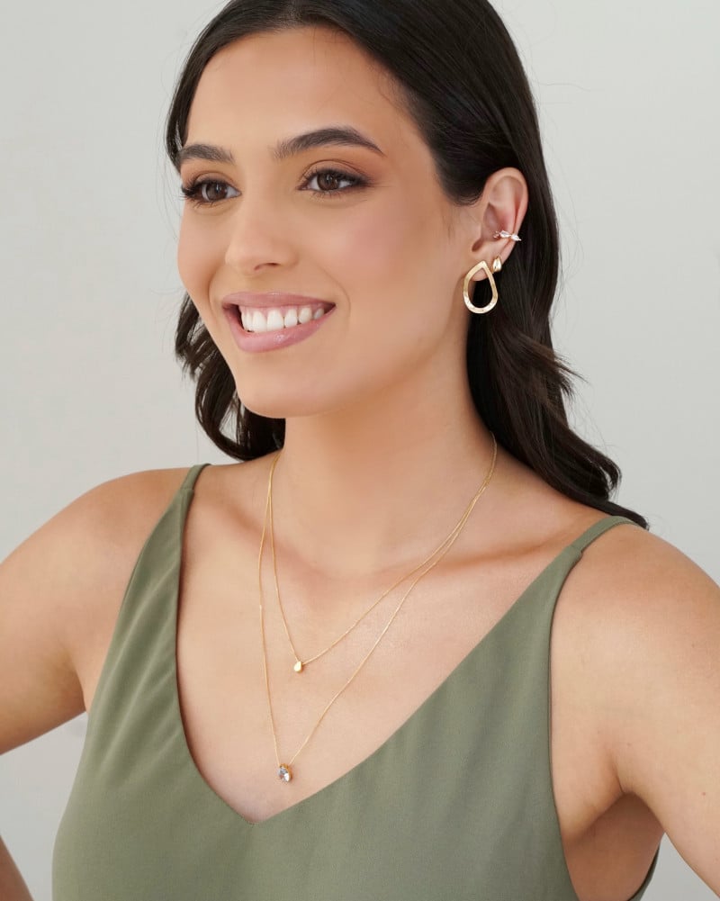 Piercing Gotas Cravejado Cristal Banhado a Ouro 18K