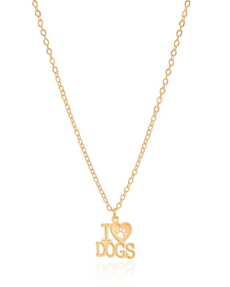 Gargantilha Elos Americanos I Love Dogs Banhado a Ouro 18K