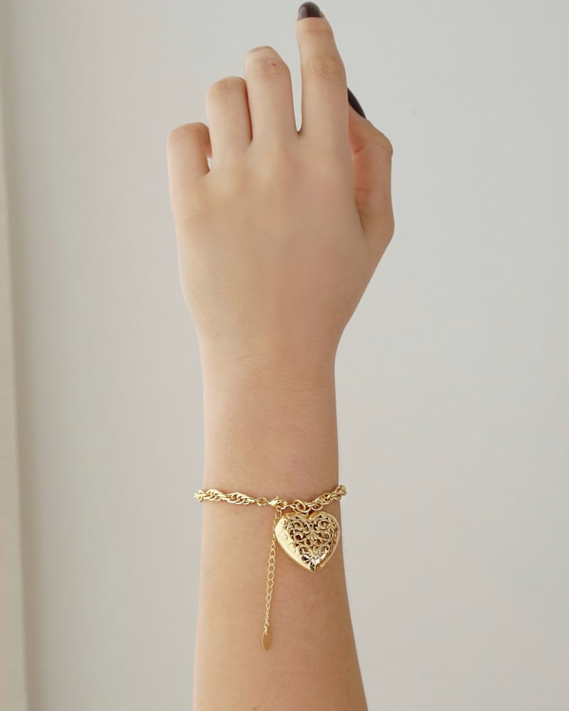 Pulseira Elos Entrelaçados Coração Banhado a Ouro 18K