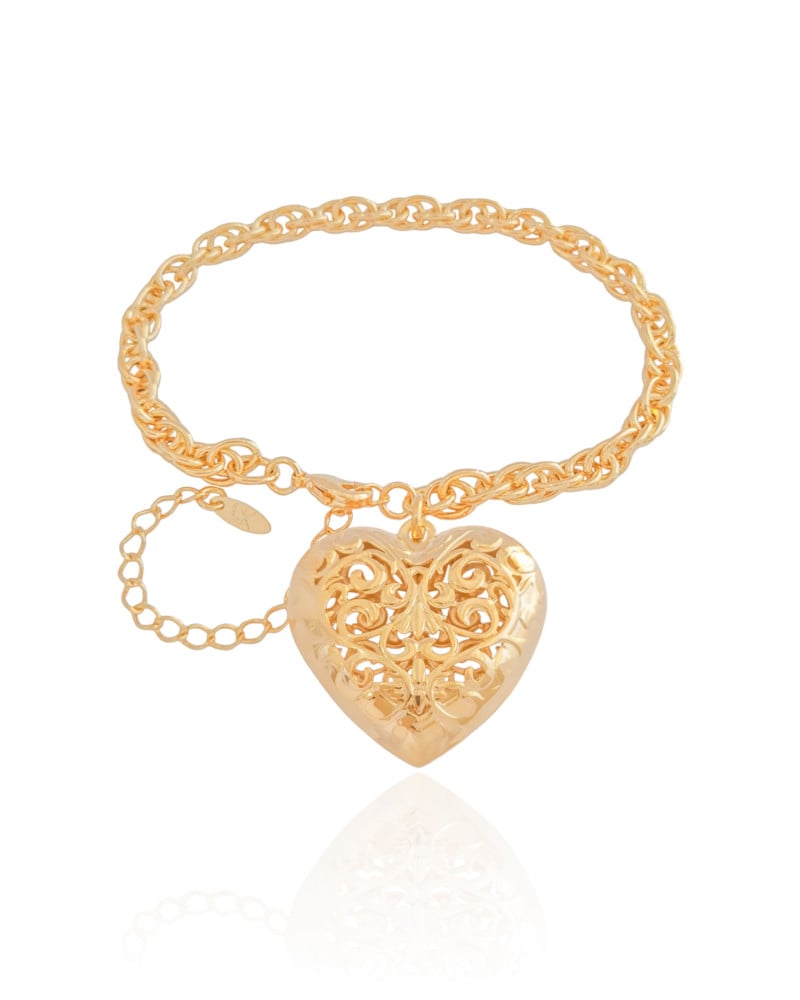 Pulseira Elos Entrelaçados Coração Banhado a Ouro 18K