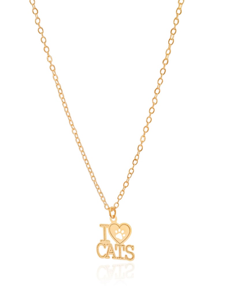 Gargantilha Elos Americanos I Love Cats Banhado a Ouro 18K
