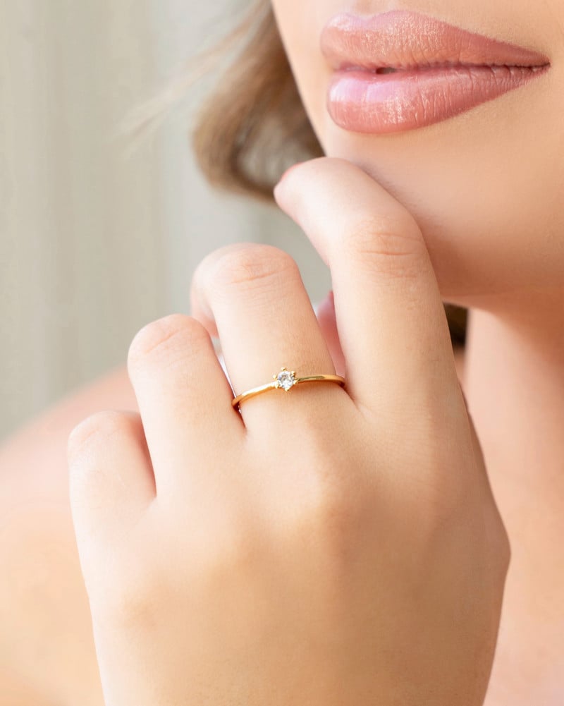 Anel Ponto de Luz Tamanho 18 Banhado a Ouro 18K