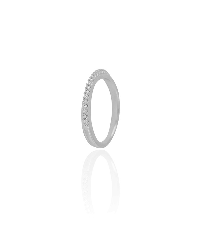 Anel Cravejado Cristal Entrelaçado Tamanho 19 Ródio Branco