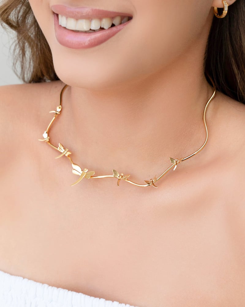 Aro Ondulado Libélula Banhado a Ouro 18K