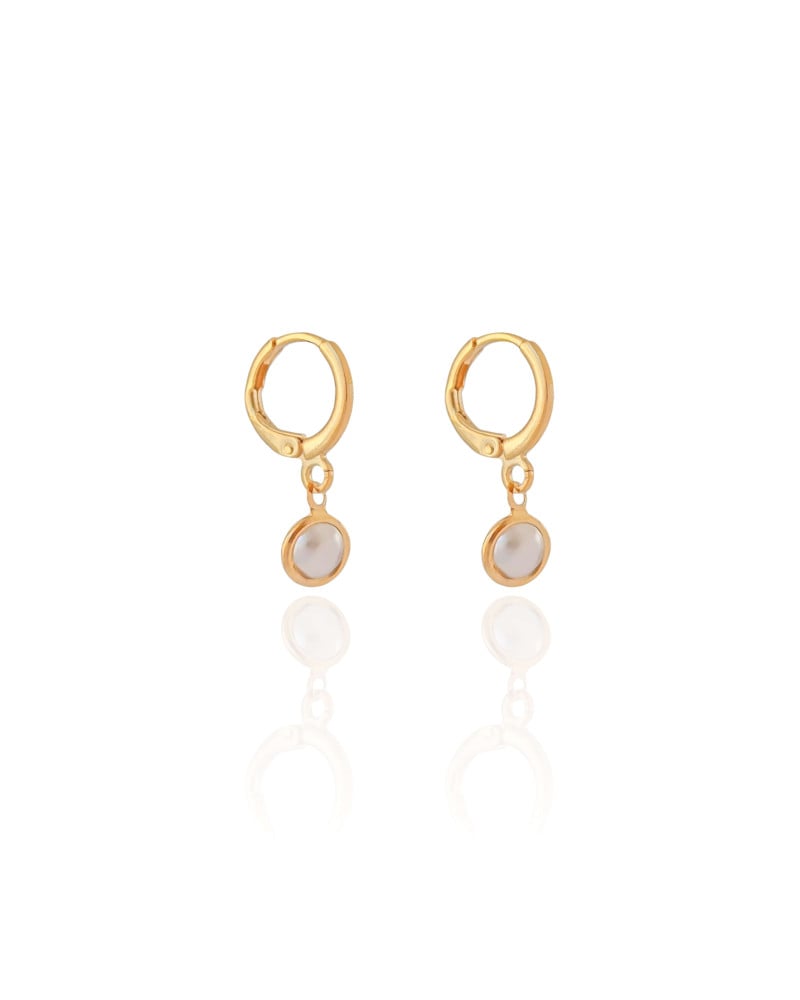 Brinco Argola Click Pérola 2.2 cm Banhado a Ouro 18K