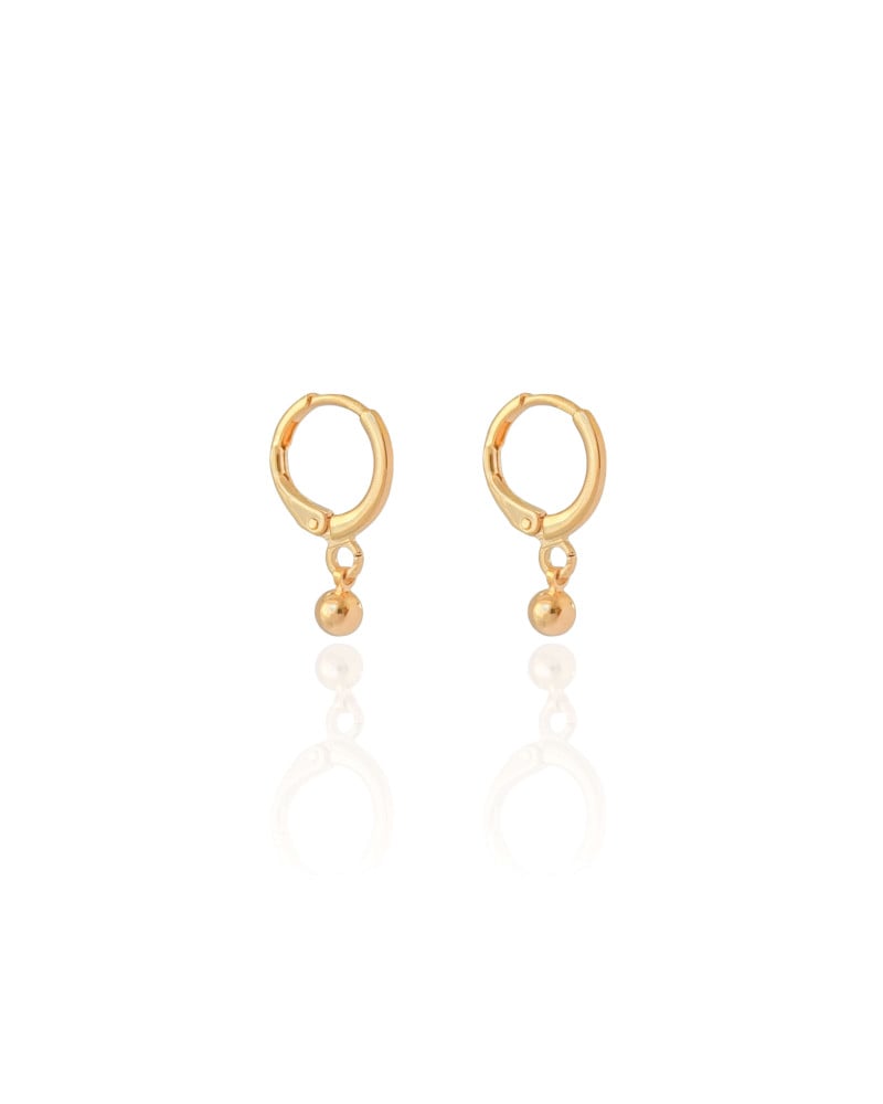 Brinco Argola Click Bolinha Lisa Banhado a Ouro 18K