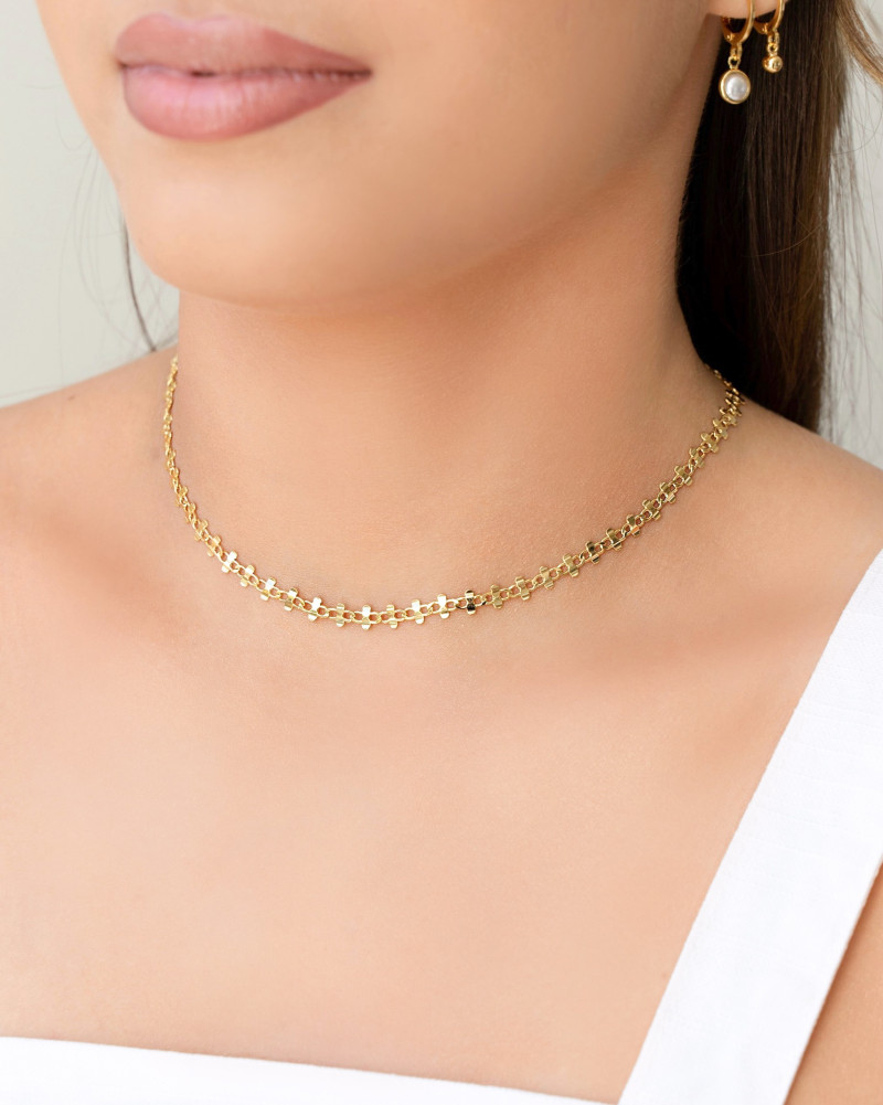 Choker Laminada Banhado a Ouro 18K