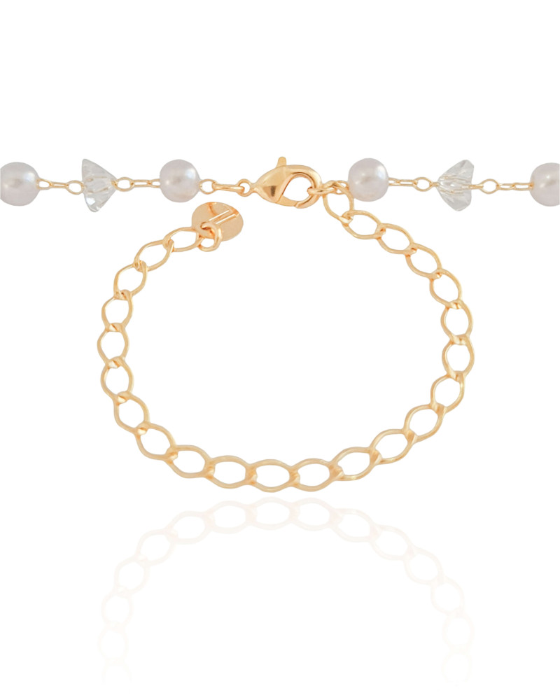 Choker Pérola Cristais Banhado a Ouro 18K