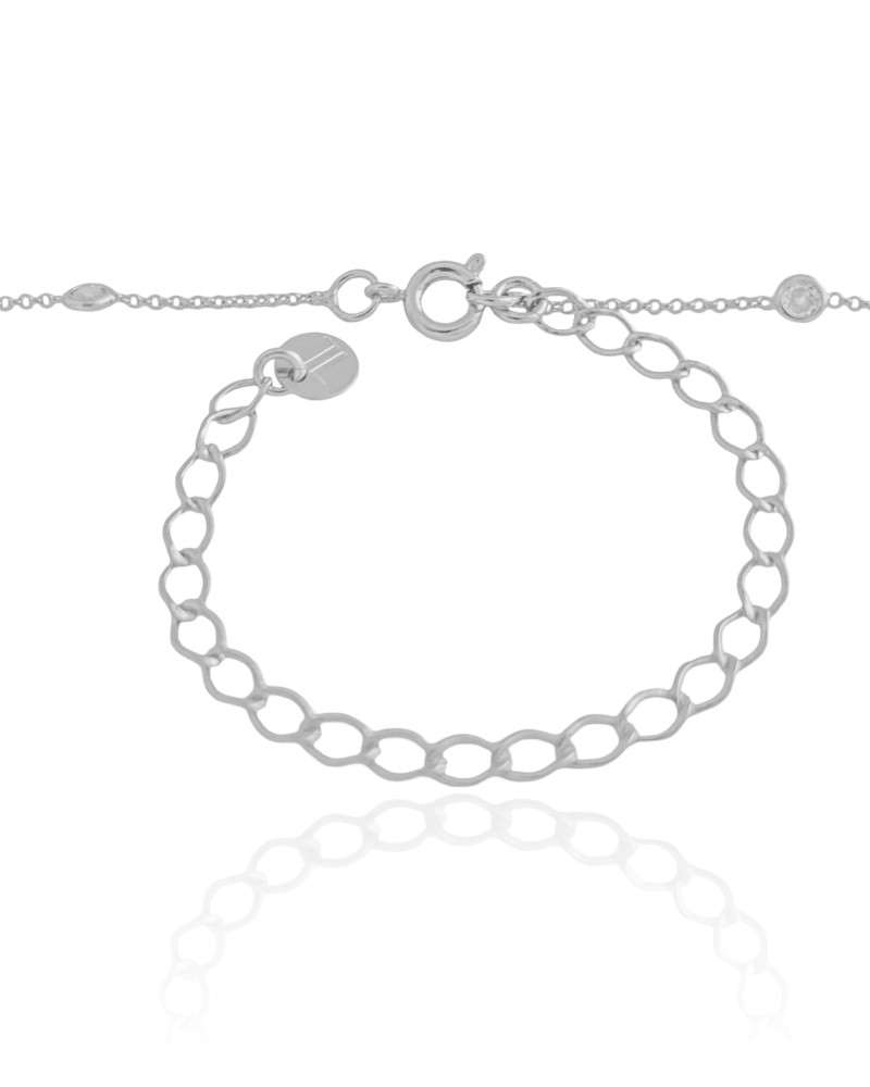 Choker Elos Pontos de Luz Ródio Branco