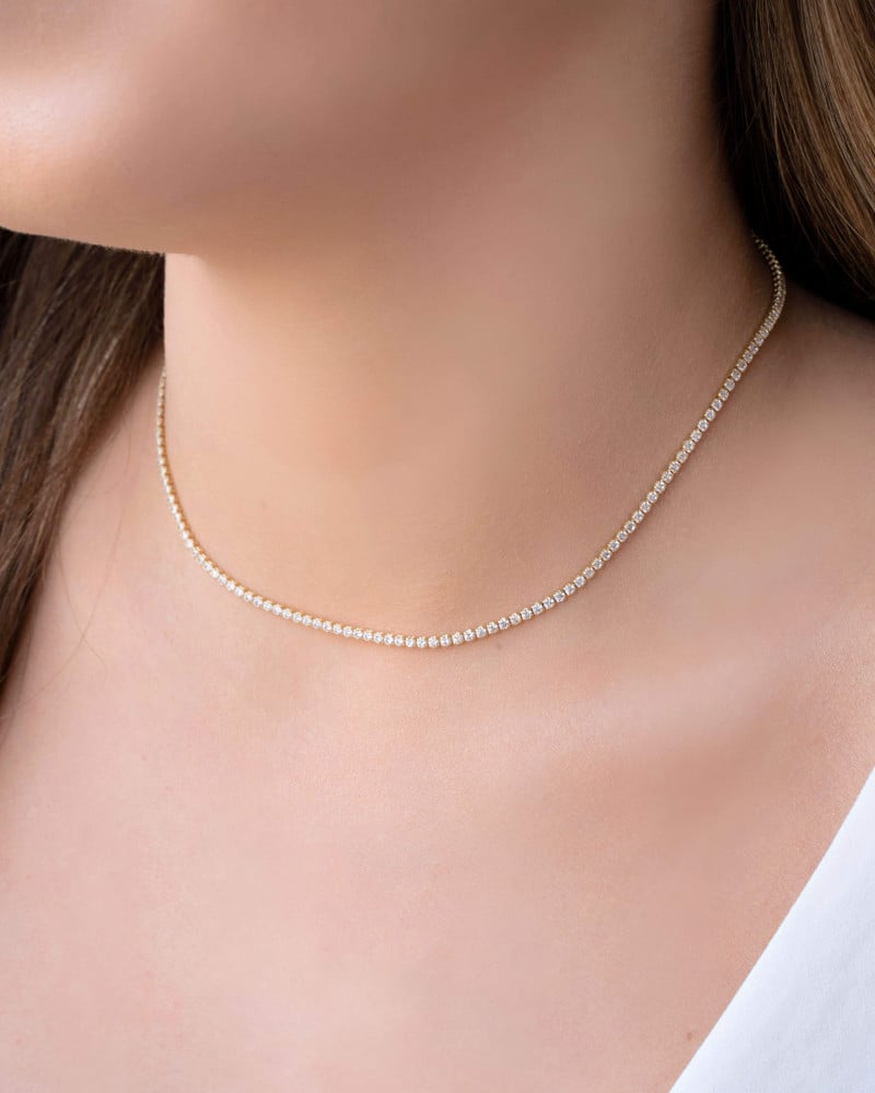 Choker Riviera Cristal 1.75 mm Banhado a Ouro 18K