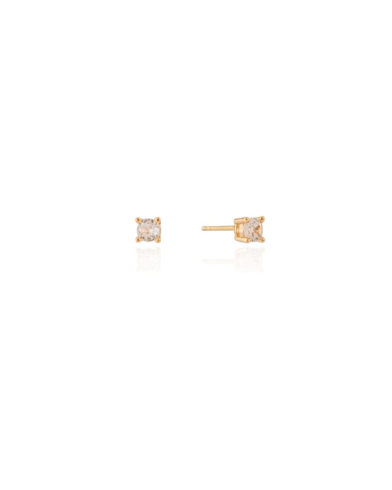 Brinco Ponto de Luz Cristal 4 mm Banhado a Ouro 18K