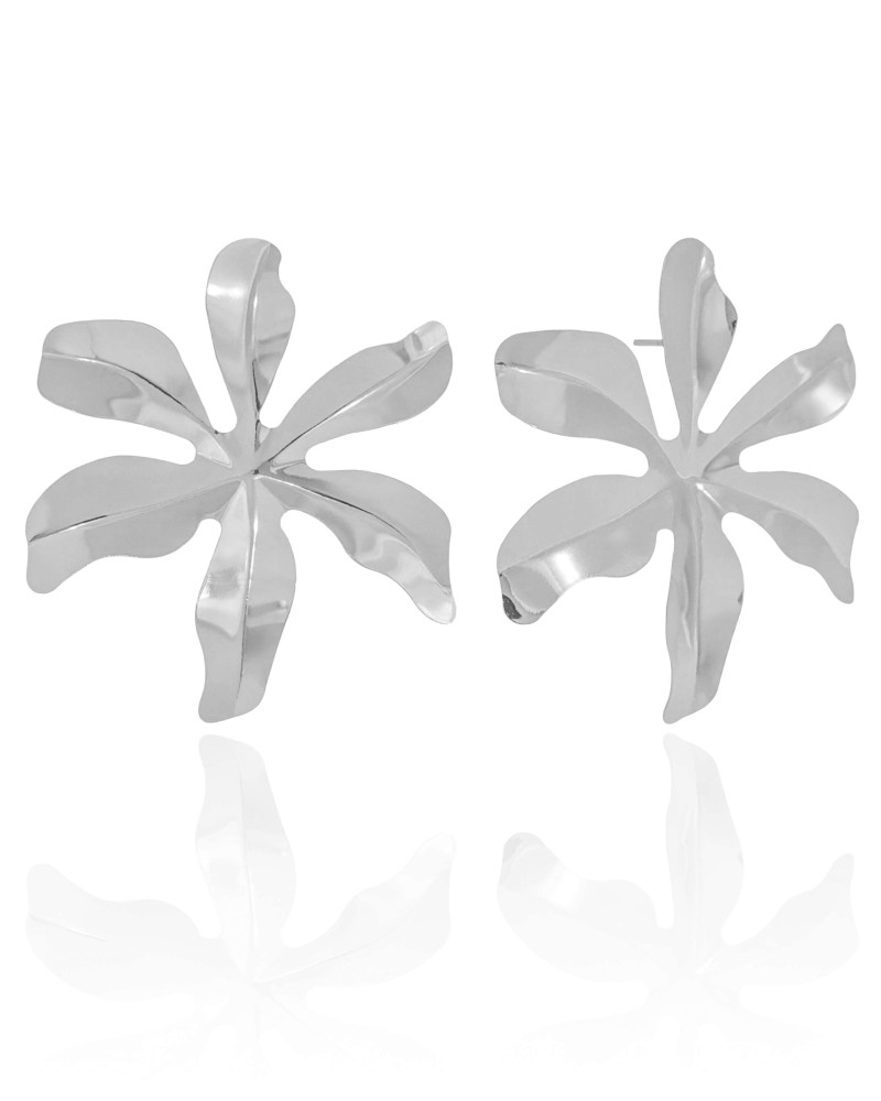 Brinco Flor Lisa Ródio Branco