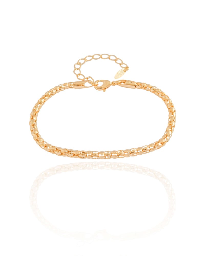 Pulseira Malha Morango 3 mm Banhado a Ouro 18K