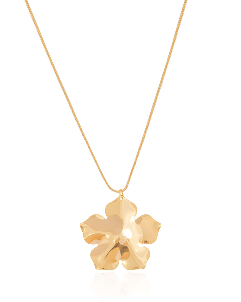Gargantilha Veneziana Flor Lisa Banhado a Ouro 18K