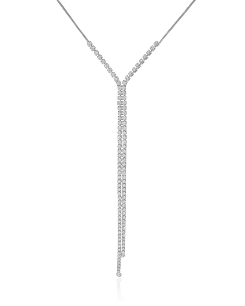 Gargantilha Gravata Riviera Ródio Branco