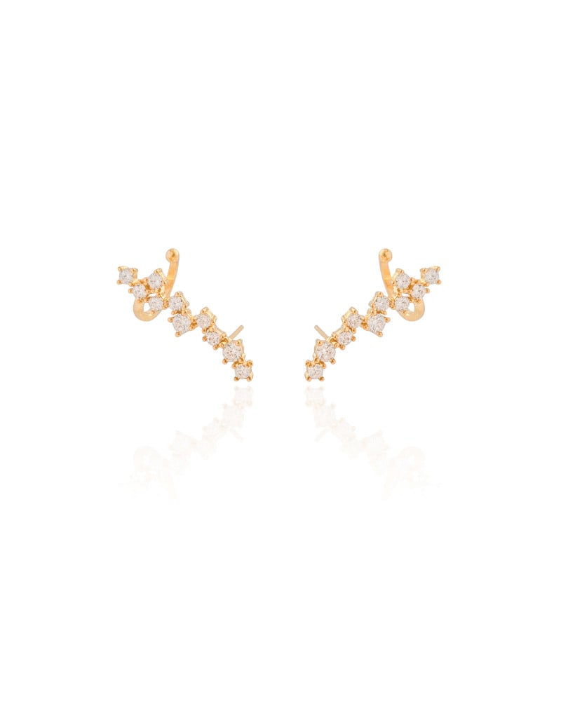 Ear Cuff Pontos de Luz Cristal Banhado a Ouro 18K