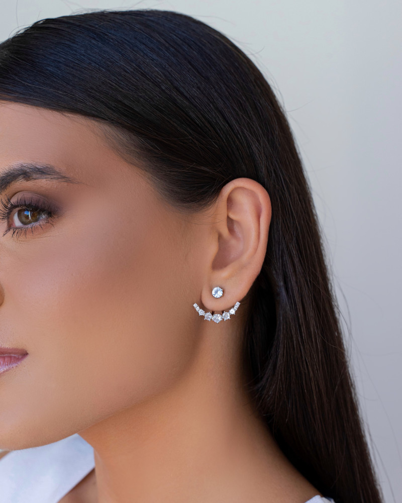 Ear Jacket Pontos de Luz Cristal Ródio Branco