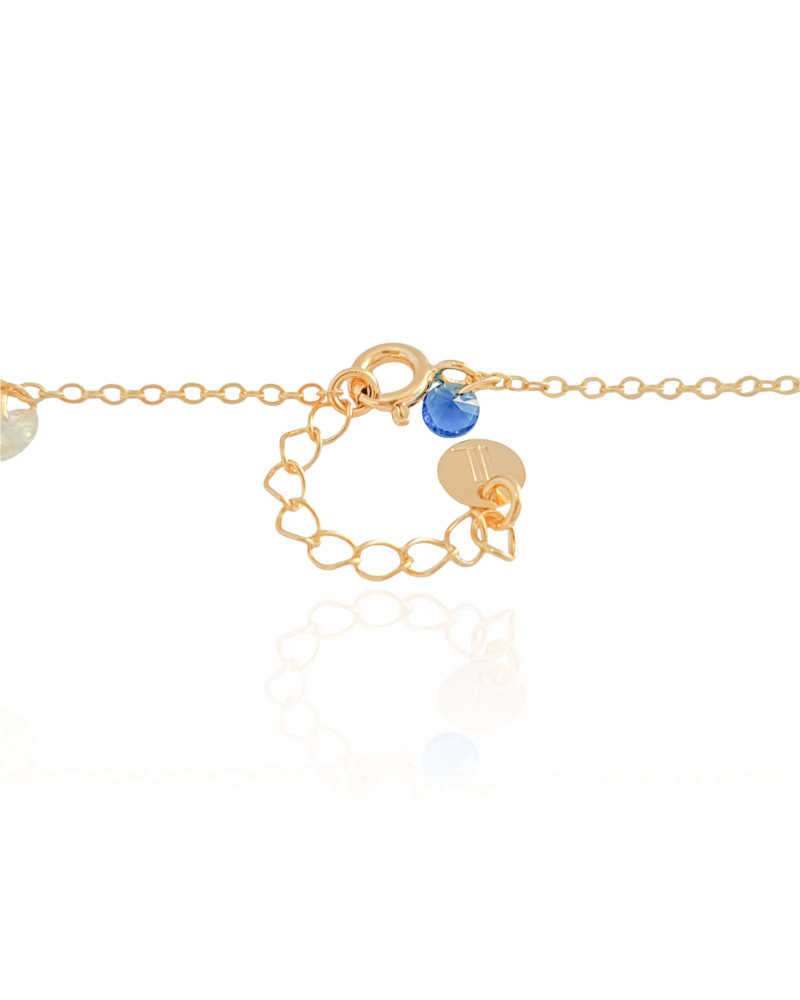 Gargantilha Infantil Elos Pontos de Luz Coloridos Banhado a Ouro 18K
