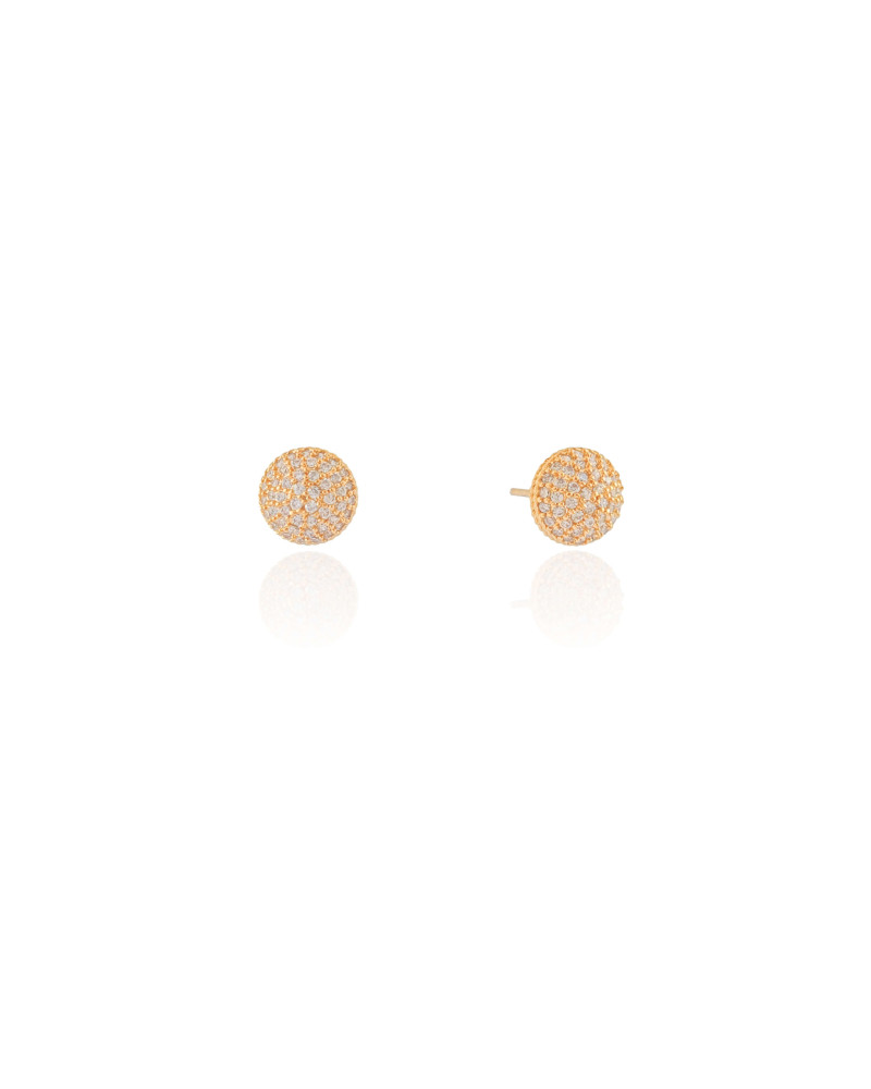 Brinco Redondo Cravejado Cristal Banhado a Ouro 18K