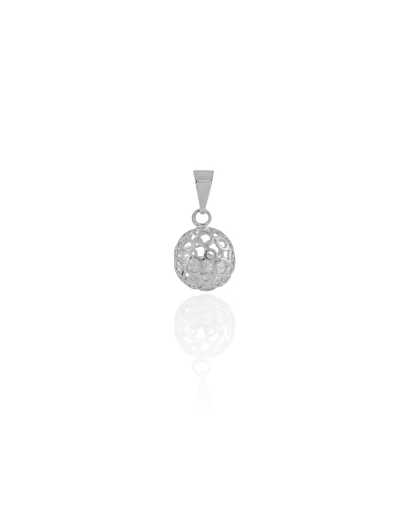 Pingente Bola Tela Cristal Ródio Branco