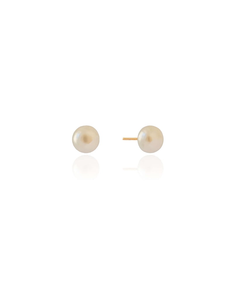 Brinco Pérola Achatada 8 mm Banhado a Ouro 18K