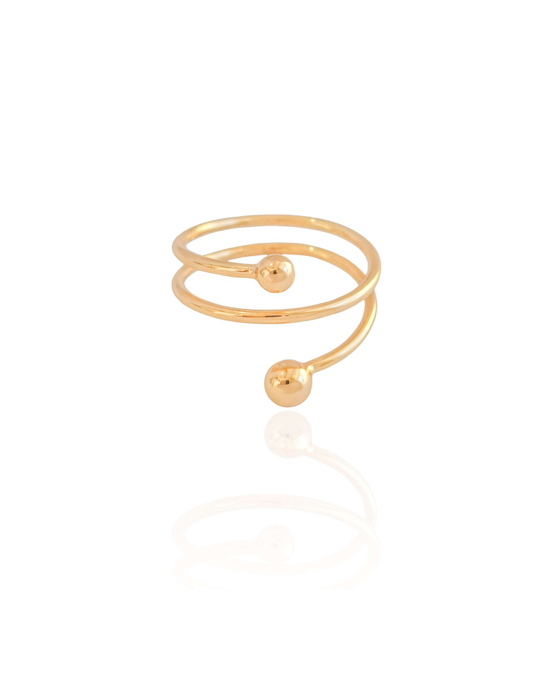 Anel Espiral Bolinhas Lisas Tamanho 14 Banhado a Ouro 18K