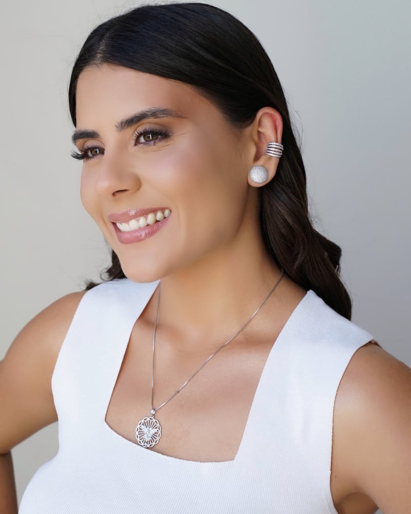 Piercing Filetes Cravejados Zircônia Ródio Branco