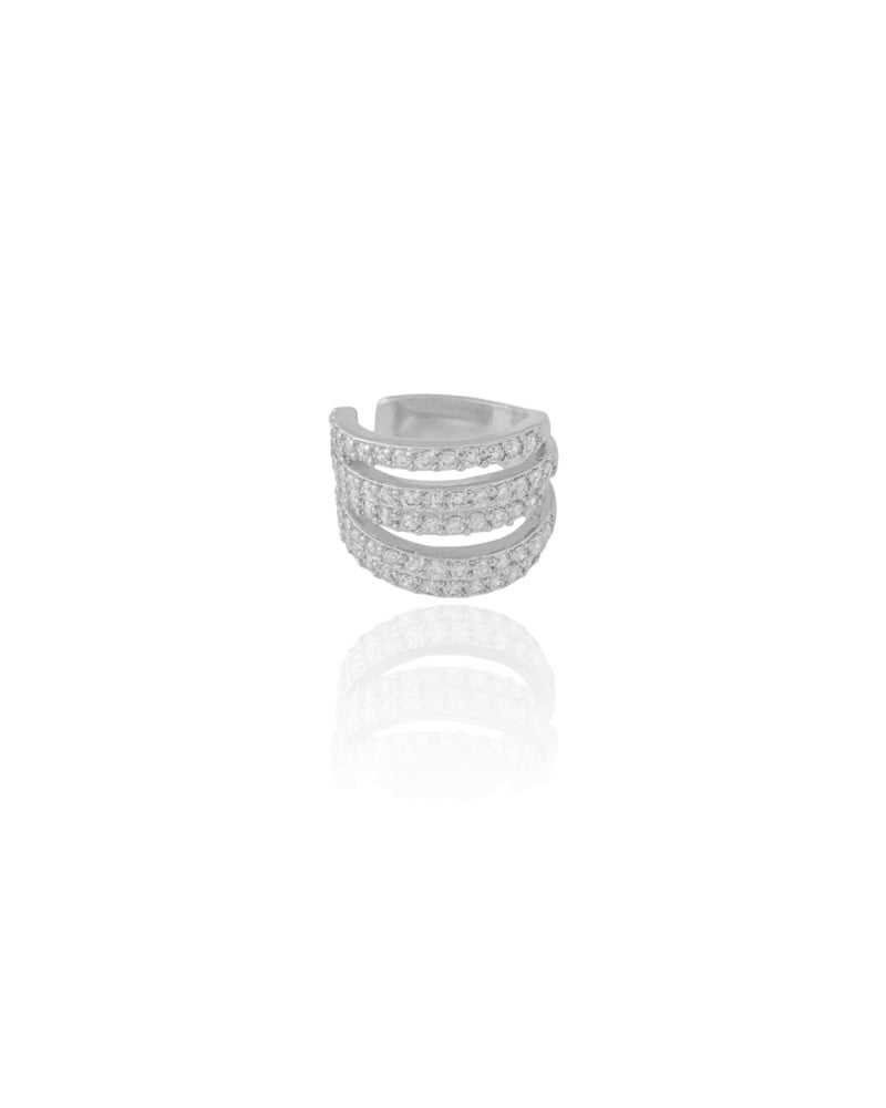 Piercing Filetes Cravejados Zircônia Ródio Branco