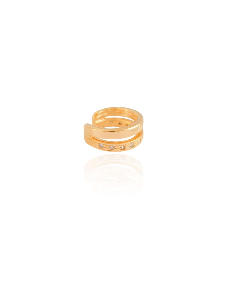 Piercing Dois Filetes Cravejado Cristal Banhado a Ouro 18K