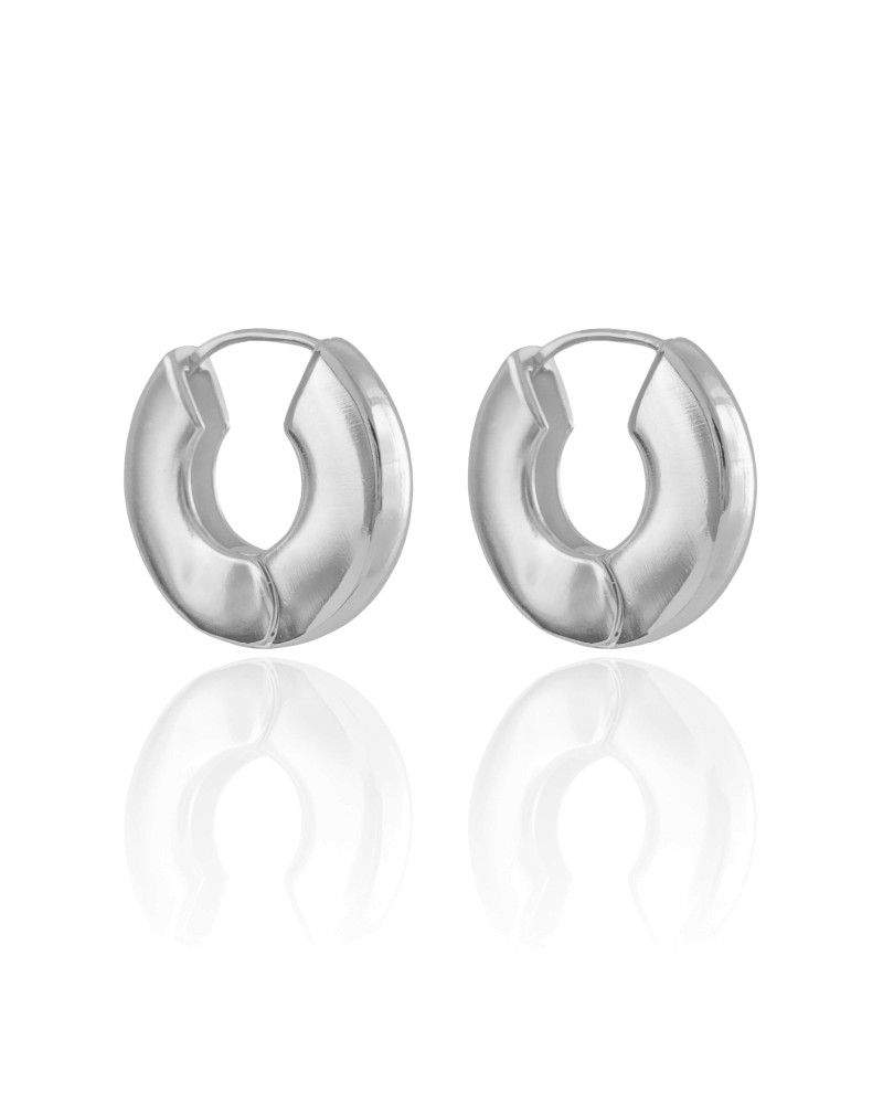 Brinco Argola Click Redonda Lisa 2.7 cm Ródio Branco