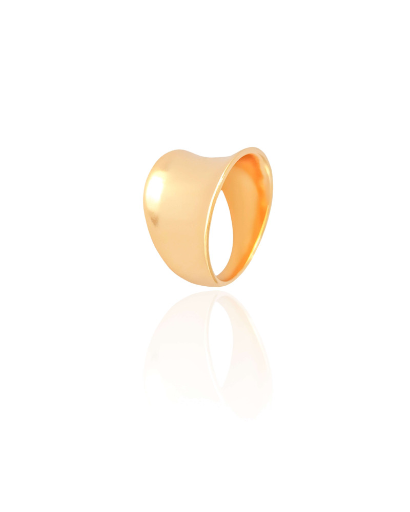 Anel Côncavo Liso Tamanho 12 Banhado a Ouro 18K