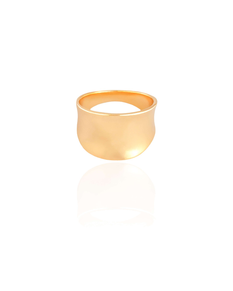 Anel Côncavo Liso Tamanho 12 Banhado a Ouro 18K