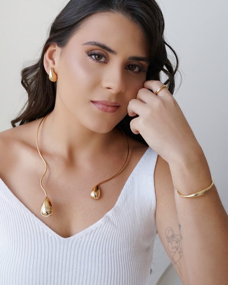 Anel Ajustável Liso Tamanho G Banhado a Ouro 18K