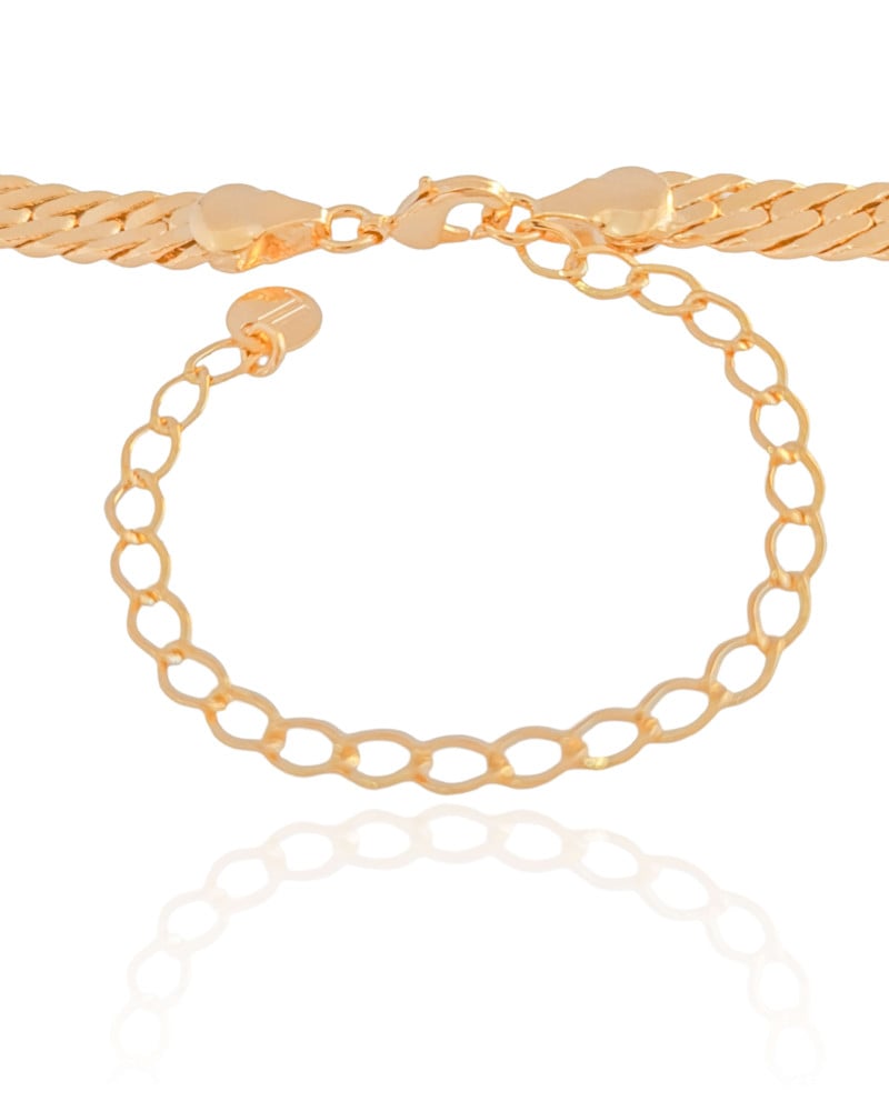 Choker Malha Cubana 6.5 mm Banhado a Ouro 18K